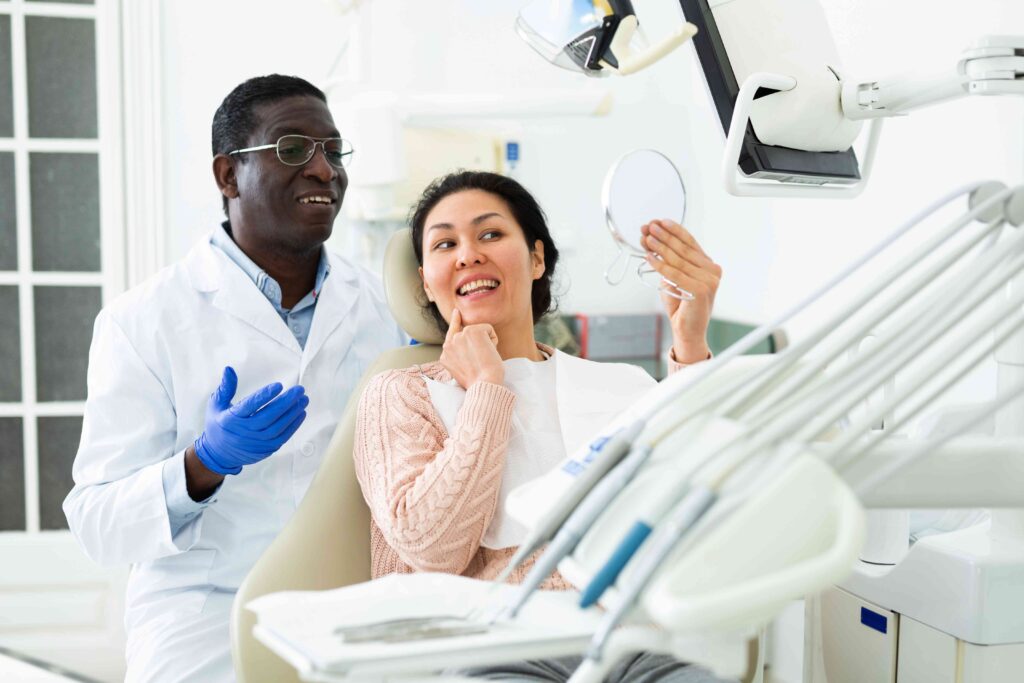 Woman smiling at the dentist